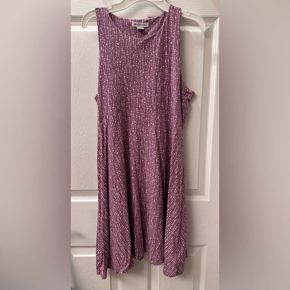 Athleta Purple and White Ribbed Cold Shoulder Midi Dress